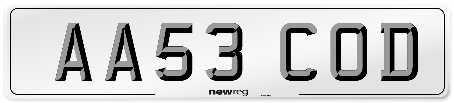 AA53 COD Number Plate from New Reg